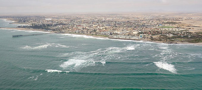 Aerial view of Walvis Bay, Namibia