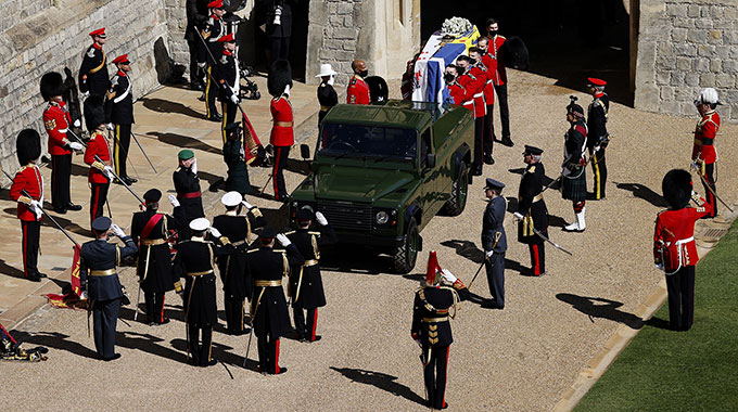 The funeral procession of Prince Philip begins.