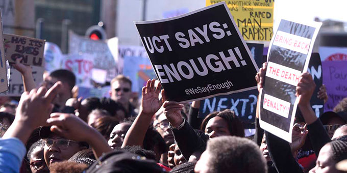 University of Cape Town protesters at Parliament