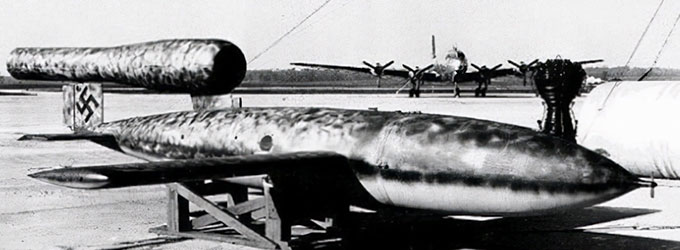 The German V-1 buzz bomb missile.