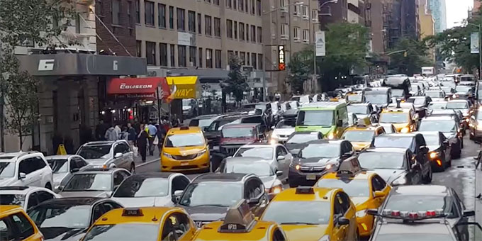 Downtown Manhattan traffic jam