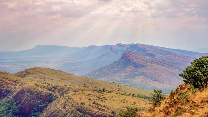 A view of the Magaliesberg mountains above Sparkling Waters Hotel